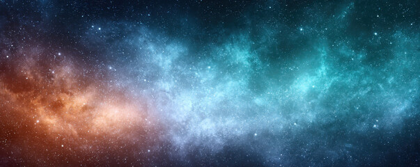 Obraz premium Vast deep space with distant stars and colorful nebula creating mysterious cosmic atmosphere in galaxy