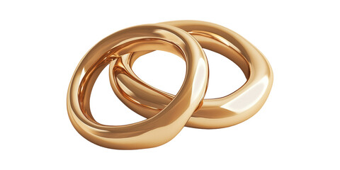 Intertwined Gold Rings Symbolizing Unity And Commitment. Elegant Representation Of Love And Marriage Isolated On Transparent Background