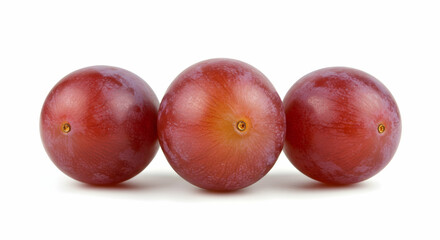 Fresh Red Grapes in a Line View on a White Background