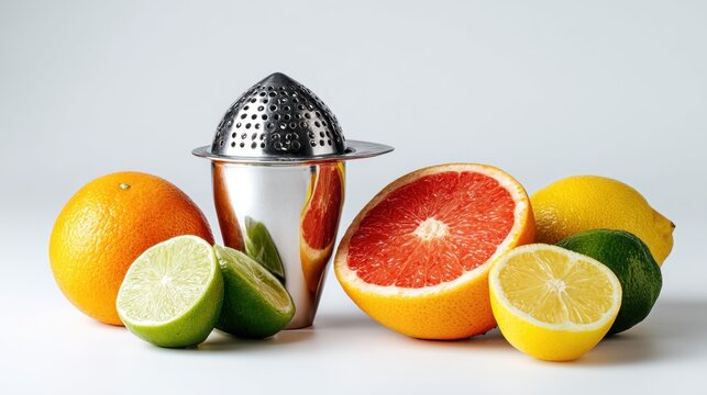 Citrus juicer and fresh fruits - Powered by Adobe