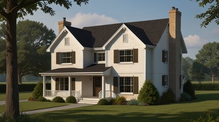 Modern farmhouse style home with covered front porch