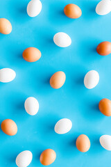 Chicken eggs pattern. Food or Easter background