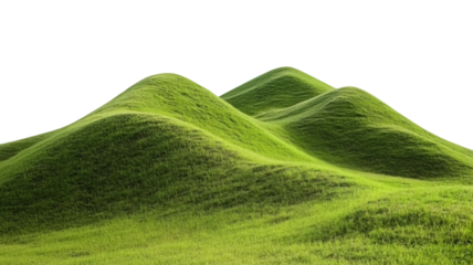 Green Hill Landscape Isolated on White Background