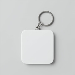 Fototapeta premium Blank white square keychain, showcasing branding possibilities, perfect for advertising or promotional use.