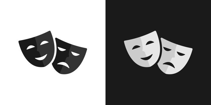 Masquerade masks icons. Comic and tragic mask icon set. Vector illustration