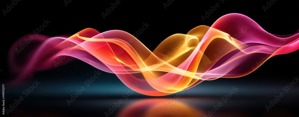 Aufkleber abstract glowing waves flowing red orange and pink colors dynamic motion design background
