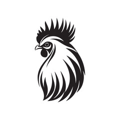 Vector illustration of a rooster head with interesting details and unique style