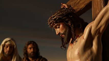 Crucifixion of Jesus Christ at Sunset – Symbol of Redemption and Sacrifice