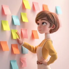 Character organizing sticky notes