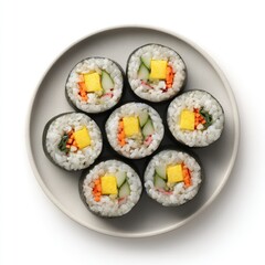 Fresh, vibrant sushi rolls arranged artfully on a plate