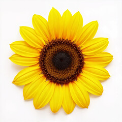 Fototapeta premium Bright yellow sunflower in full bloom on a white background — bold, radiant, and full of sunny energy.