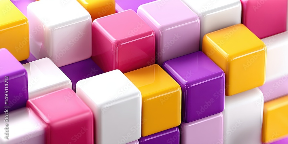 Aufkleber A colorful arrangement of stacked cubes in various shades creates a playful and dimensional background design.