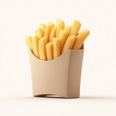 Crispy golden fries in a brown cardboard box.  A close-up view showcases the perfectly cooked, light-brown, and slightly textured french fries,  arranged neatly within the  box
