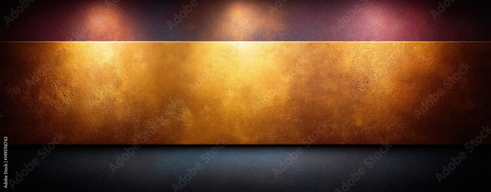 Poster luxurious golden banner with a dark textured background and dramatic lighting for elegant presentati