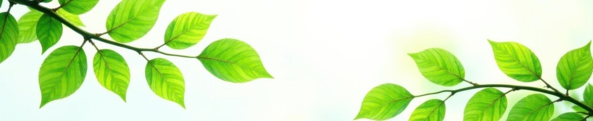 Naklejka premium Vibrant green leaves and branches isolated on white , botanical, backdrop