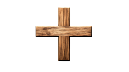 Wooden Christian Cross Isolated on Transparent Background

