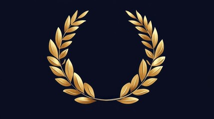 Golden Laurel Wreath on Dark Background