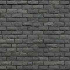 Fototapeta premium Dark gray brick wall texture with even rows and joints. Regular brickwork pattern suitable for architectural or construction backgrounds.