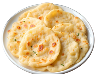 Cheese Aalu paratha on white plate transparent background