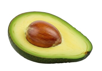 Half avocado with seed isolated on white background