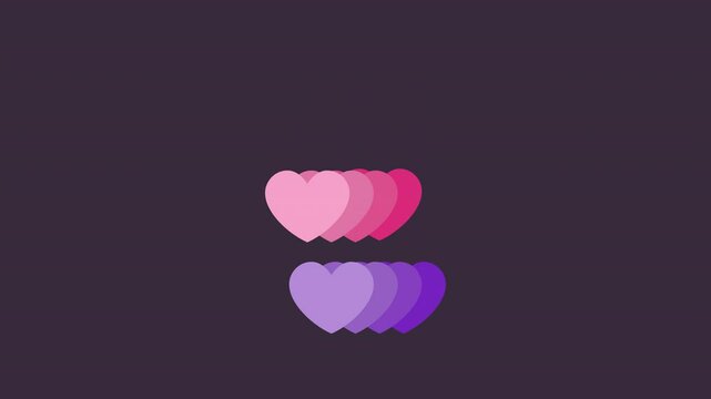 Loving hearts are flying. Loopable 2d animation video. Motion graphics with alpha channel.