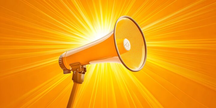 Bright, radiant orange megaphone projection.