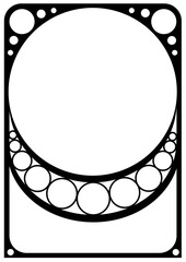 Art Nouveau Vector A4 Portrait Frame transparent border with circles cutout black scalable svg wedding anniversary birthday magical party invitation sign vintage retro bohemian boho circle deco style