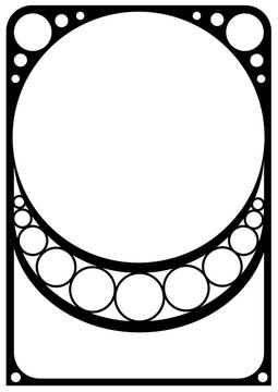 Art Nouveau Vector A4 Portrait Frame transparent border with circles cutout black scalable svg wedding anniversary birthday magical party invitation sign vintage retro bohemian boho circle deco style