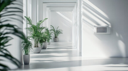 Modern HVAC Ducts in an Office Space With White Wall