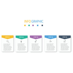 Flowchart with 5 elements, business infographic template, eps10 vector illustration