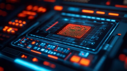 Dynamic data processing digital interface graphic visualization futuristic environment close-up view technology concepts