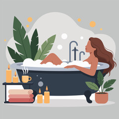 Obraz premium Self-care concepts (baths, journaling, therapy) 