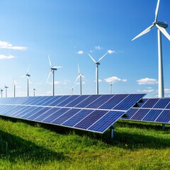 solar panels and wind turbine
