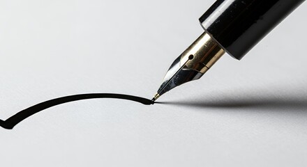 Fountain Pen Writing Line on Paper