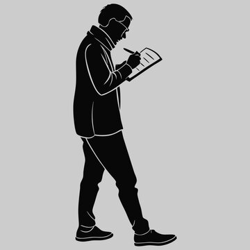 recommend clip art: a journalist holding a notepad silhouette vector design art and illustration