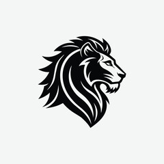Fototapeta premium Bold Minimalist Lion Logo Design – Abstract Black Silhouette on White Background for Authority and Leadership
