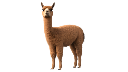 Realistic 3D Alpaca Clipart Element Isolated on Transparent Background for Designs