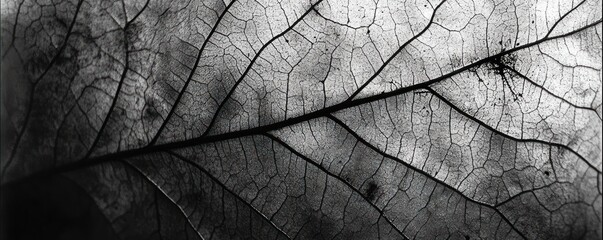 Obraz premium Leaf veins detail, autumn, nature, macro photography, background texture