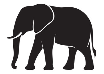 Fototapeta premium elephant wild animal logo silhouette vector, elephant icon logo silhouette, elephant silhouette vector illustration, african elephant silhouette vector isolated on white background