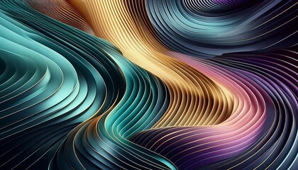 Fototapeta premium Dynamic Fluid Curves: A mesmerizing artwork that embodies fluidity and motion, utilizing vibrant colors and intricate patterns to evoke a sense of depth and dimension. 