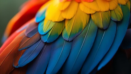 Obraz premium A colorful blue and yellow macaw, a bright tropical bird with striking feathers