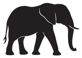 Fototapeta premium elephant wild animal logo silhouette vector, elephant icon logo silhouette, elephant silhouette vector illustration, african elephant silhouette vector isolated on white background