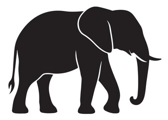 Fototapeta premium elephant wild animal logo silhouette vector, elephant icon logo silhouette, elephant silhouette vector illustration, african elephant silhouette vector isolated on white background
