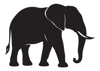 elephant wild animal logo silhouette vector, elephant icon logo silhouette, elephant silhouette vector illustration, african elephant silhouette vector isolated on white background