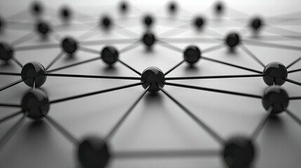 Network of black spheres connected by lines in a monochrome abstract representation of connectivity
