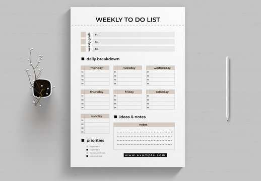 Minimal Weekly To Do List Template