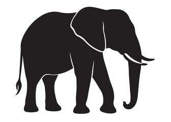elephant wild animal logo silhouette vector, elephant icon logo silhouette, elephant silhouette vector illustration, african elephant silhouette vector isolated on white background