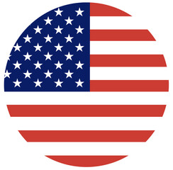 Flag of USA in circle shape. American round flag