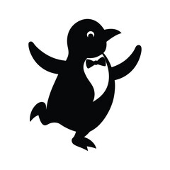 dancing-penguin-with-a-bowtie-on-white background