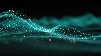 Abstract teal and gold particle design
